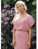 Boho Dusky Pink Chiffon Keyhole Back Bridesmaid Dress